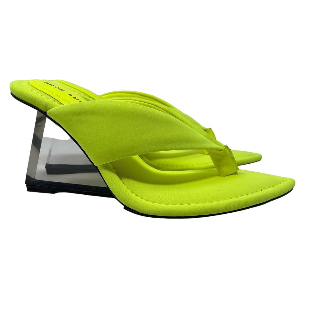 Good American Clear Wedge Sandals Size 5.5 Chartreuse GA077N-X‎